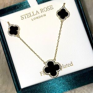 🌹Stella Rose® Beautiful Black 3 Charm Necklace & Covered in Cz🌹